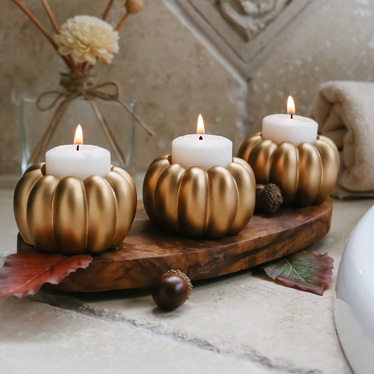 2-in-1 Pumpkin Tealight/Candlestick Holder (Set of 6) - Gold | Kate Aspen | Alt Image 7