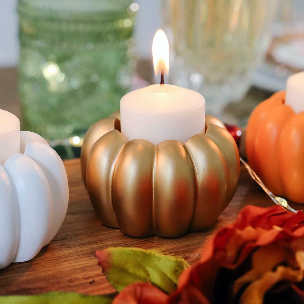 2-in-1 Pumpkin Tealight/Candlestick Holder (Set of 6) - Gold | Kate Aspen | Alt Image 8