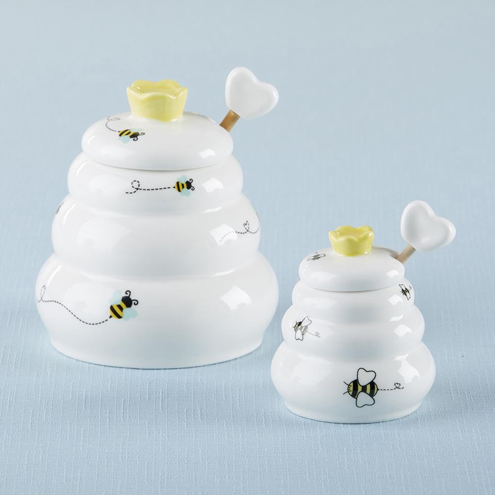 Sweet as Can Bee Ceramic Honey Pot with Wooden Dipper - Large Alternate Image 3, Kate Aspen | Honey Pot