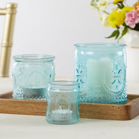 Thumbnail for Nesting Vintage Blue Glass Tea Light Holder (Set of 3) Main Image, Kate Aspen | Tealight/Votive Holder