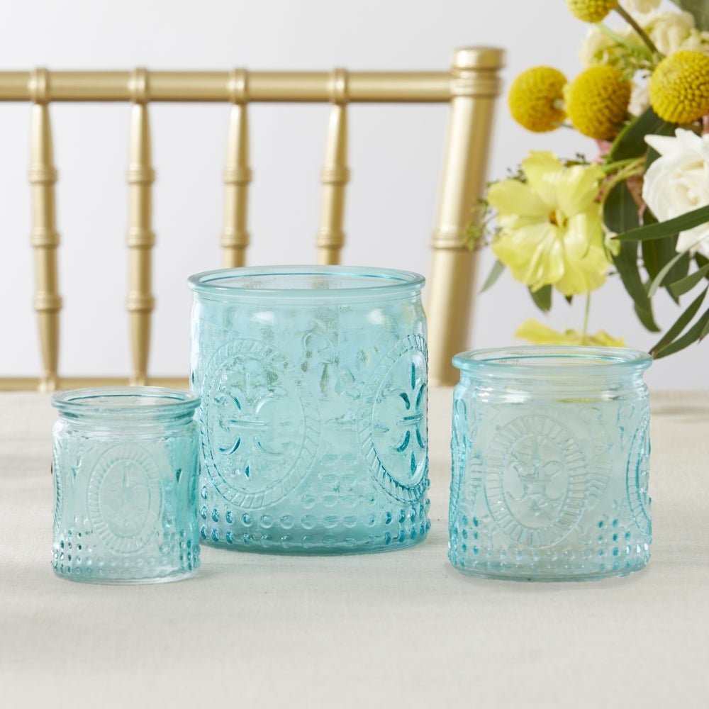 Nesting Vintage Blue Glass Tea Light Holder (Set of 3) Alternate Image 4, Kate Aspen | Tealight/Votive Holder