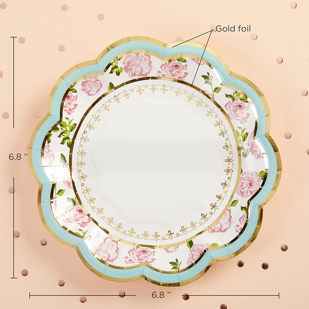 Tea Time Whimsy 7 in. Premium Paper Plates - Blue (Set of 16) Alternate Image 2, Kate Aspen | Paper Plate